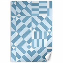 Truchet Tiles Blue White Canvas 12  x 18 