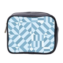 Truchet Tiles Blue White Mini Toiletries Bag (Two Sides)