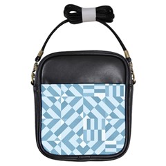 Truchet Tiles Blue White Girls Sling Bag