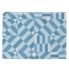 Truchet Tiles Blue White Cosmetic Bag (XXL)