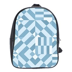 Truchet Tiles Blue White School Bag (XL)