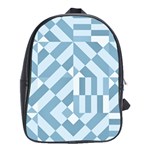 Truchet Tiles Blue White School Bag (XL) Front