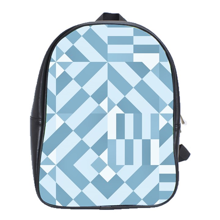 Truchet Tiles Blue White School Bag (XL)