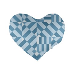 Truchet Tiles Blue White Standard 16  Premium Heart Shape Cushions