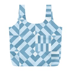 Truchet Tiles Blue White Full Print Recycle Bag (L)