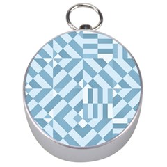 Truchet Tiles Blue White Silver Compasses