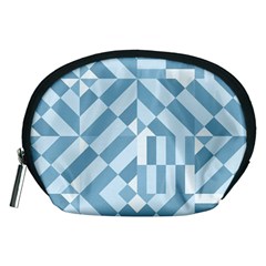 Truchet Tiles Blue White Accessory Pouch (Medium)