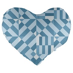 Truchet Tiles Blue White Large 19  Premium Flano Heart Shape Cushions