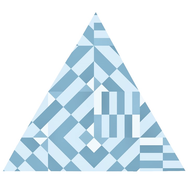 Truchet Tiles Blue White Wooden Puzzle Triangle