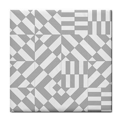 Truchet Tiles Grey White Pattern Tile Coaster by SpinnyChairDesigns