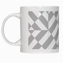 Truchet Tiles Grey White Pattern White Mugs by SpinnyChairDesigns