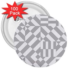 Truchet Tiles Grey White Pattern 3  Buttons (100 Pack)  by SpinnyChairDesigns