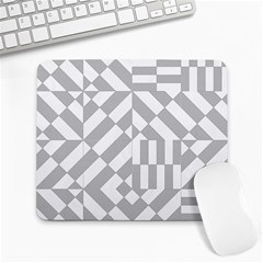 Truchet Tiles Grey White Pattern Large Mousepads by SpinnyChairDesigns