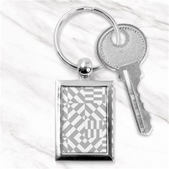 Truchet Tiles Grey White Pattern Key Chain (rectangle) by SpinnyChairDesigns