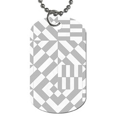 Truchet Tiles Grey White Pattern Dog Tag (two Sides) by SpinnyChairDesigns