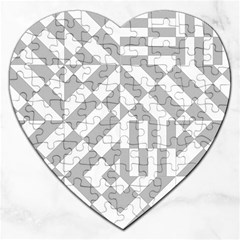 Truchet Tiles Grey White Pattern Jigsaw Puzzle (heart) by SpinnyChairDesigns