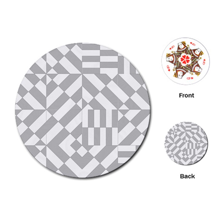 Truchet Tiles Grey White Pattern Playing Cards Single Design (Round)