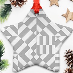 Truchet Tiles Grey White Pattern Star Ornament (two Sides) by SpinnyChairDesigns