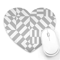 Truchet Tiles Grey White Pattern Heart Mousepads by SpinnyChairDesigns