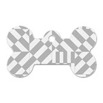 Truchet Tiles Grey White Pattern Dog Tag Bone (One Side) Front