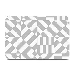 Truchet Tiles Grey White Pattern Plate Mats by SpinnyChairDesigns