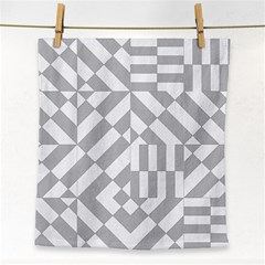 Truchet Tiles Grey White Pattern Face Towel by SpinnyChairDesigns