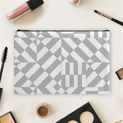 Truchet Tiles Grey White Pattern Cosmetic Bag (Large)