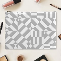 Truchet Tiles Grey White Pattern Cosmetic Bag (XL)