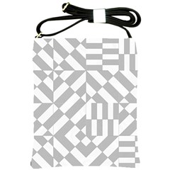 Truchet Tiles Grey White Pattern Shoulder Sling Bag by SpinnyChairDesigns