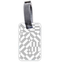 Truchet Tiles Grey White Pattern Luggage Tag (two Sides) by SpinnyChairDesigns