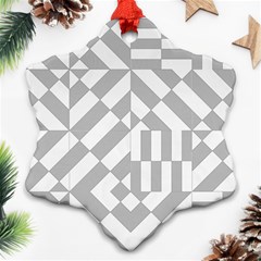 Truchet Tiles Grey White Pattern Ornament (Snowflake)