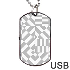 Truchet Tiles Grey White Pattern Dog Tag Usb Flash (two Sides) by SpinnyChairDesigns