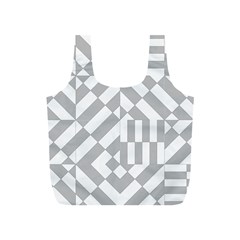 Truchet Tiles Grey White Pattern Full Print Recycle Bag (s) by SpinnyChairDesigns