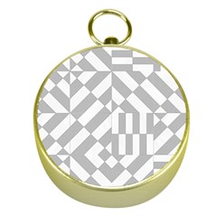 Truchet Tiles Grey White Pattern Gold Compasses by SpinnyChairDesigns