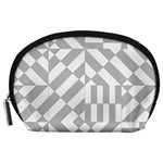 Truchet Tiles Grey White Pattern Accessory Pouch (Large) Front