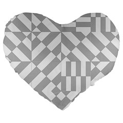 Truchet Tiles Grey White Pattern Large 19  Premium Flano Heart Shape Cushions