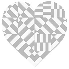 Truchet Tiles Grey White Pattern Wooden Puzzle Heart