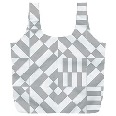 Truchet Tiles Grey White Pattern Full Print Recycle Bag (xxl) by SpinnyChairDesigns