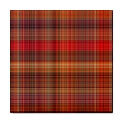 Madras Plaid Fall Colors Tile Coaster by SpinnyChairDesigns