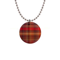 Madras Plaid Fall Colors 1  Button Necklace by SpinnyChairDesigns