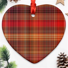 Madras Plaid Fall Colors Heart Ornament (two Sides) by SpinnyChairDesigns