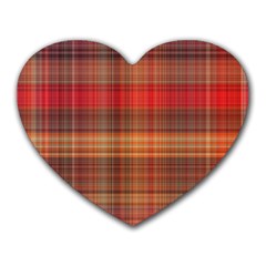 Madras Plaid Fall Colors Heart Mousepads