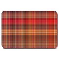 Madras Plaid Fall Colors Large Doormat  by SpinnyChairDesigns