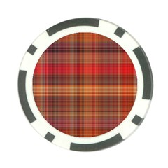 Madras Plaid Fall Colors Poker Chip Card Guard by SpinnyChairDesigns