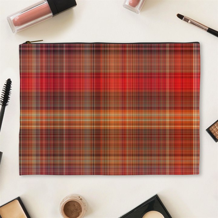 Madras Plaid Fall Colors Cosmetic Bag (XL)