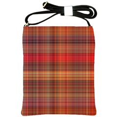 Madras Plaid Fall Colors Shoulder Sling Bag by SpinnyChairDesigns