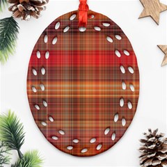 Madras Plaid Fall Colors Oval Filigree Ornament (two Sides) by SpinnyChairDesigns