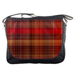 Madras Plaid Fall Colors Messenger Bag by SpinnyChairDesigns