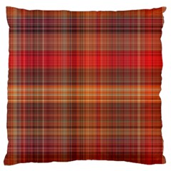 Madras Plaid Fall Colors Large Cushion Case (one Side) by SpinnyChairDesigns