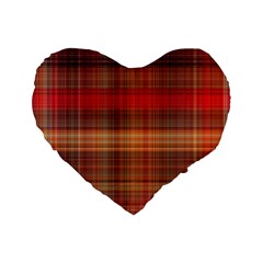 Madras Plaid Fall Colors Standard 16  Premium Heart Shape Cushions by SpinnyChairDesigns